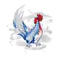 waterdragon with fire rooster tattoo design idea