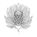 Intricate protea petals forming a law book tattoo design idea