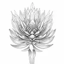 Intricate protea petals forming a law book tattoo design idea