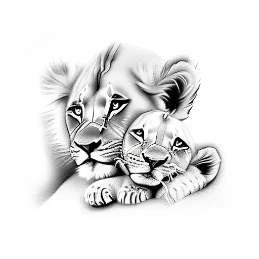 3 lions and a baby lion tattoo design idea
