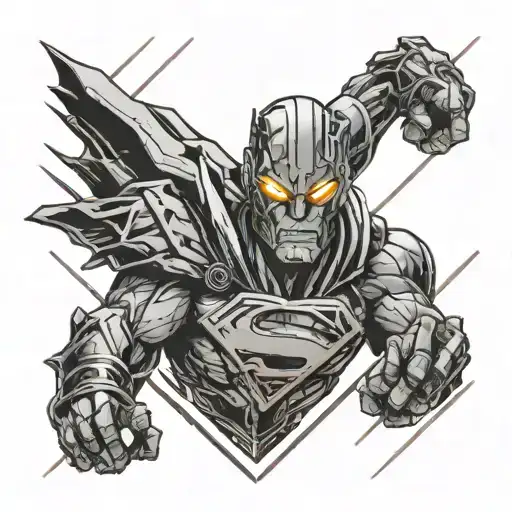 the cleveland guardians statue head, with intense laser beams shooting out of its eyes like Superman  tattoo design idea