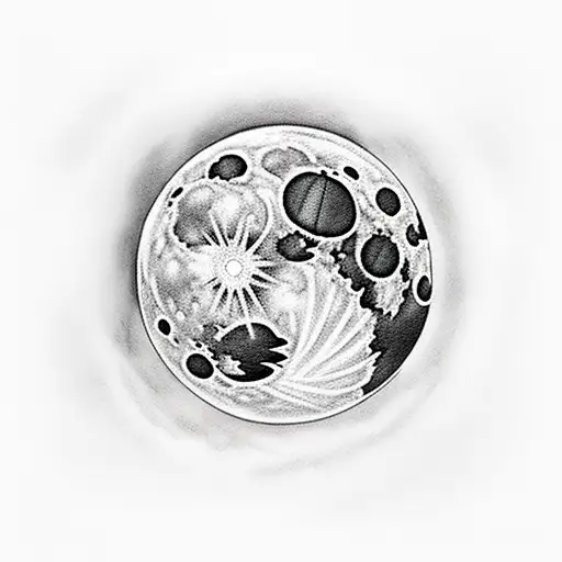 Captivating depiction of the moon's reflection on a tranquil lake tattoo design idea