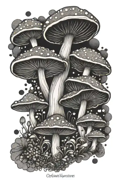 fungus psicodelic geometrical mushrooms tattoo design idea