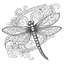 generate scatch dragon fly for tattoo in dark fantasy style with sharp ends symmetrically top view tattoo design idea