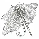 generate scatch dragon fly for tattoo in dark fantasy style with sharp ends symmetrically top view tattoo design idea