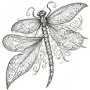 generate scatch dragon fly for tattoo in dark fantasy style with sharp ends symmetrically top view tattoo design idea
