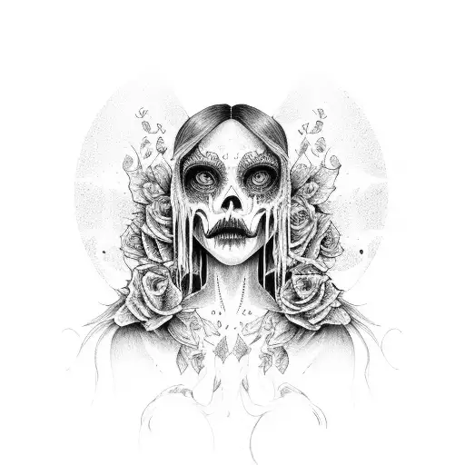 dark feminine, la llorona tattoo design idea