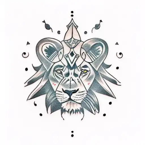 A traditional style tattoo of a lion wearing Loki's helmet, representing the client's love for both The Lion King and Loki tattoo design idea