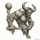 minotaur strength full body holding tattoo design idea