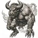 minotaur strength full body coming tattoo design idea