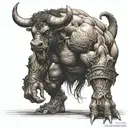 minotaur strength full body coming tattoo design idea