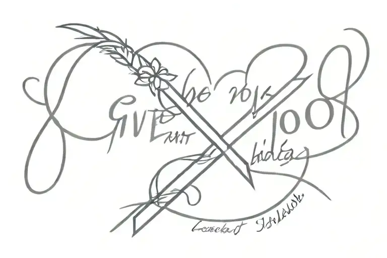 cross with words "give your heart something to hold on to"  tattoo design idea