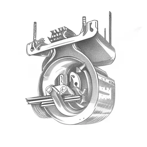 Wrench & Hammer; Big Rig Steering Wheel; BBQ Pit; Laptop Circuit;  tattoo design idea