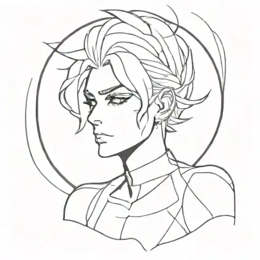 a surrealistic sketch in the style of the anime Jojo tattoo design idea
