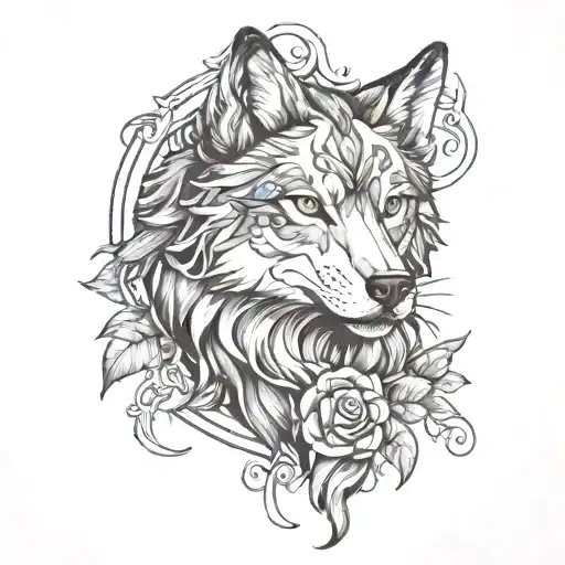 Creating a tattoo for the entire forearm that combines the WOLF (as a symbol of majesty and facing life tattoo design idea