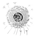 Generate a dandelion tattoo which turns into birds with quote “and still I rise” written instead of stem of dandelion  tattoo design idea