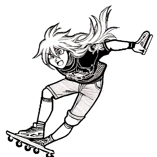 chicken skating tattoo design idea