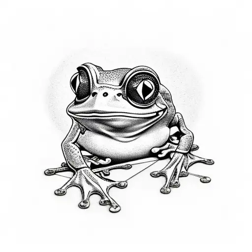 cartoon frog skating tattoo design idea
