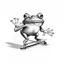 cartoon frog skating tattoo design idea