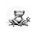 cartoon frog skating tattoo design idea