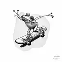 cartoon frog skating tattoo design idea