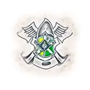 A paramedic symbol intertwined with a motorcycle chain, representing the client's dedication to saving lives and love for motorcycling tattoo design idea