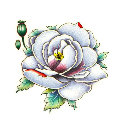 poppy, magnolia, camellia  tattoo design idea