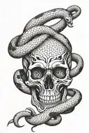 snake wrapping around skull tattoo design idea