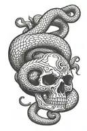 snake wrapping around skull tattoo design idea