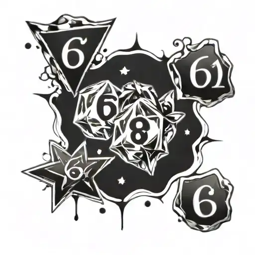 ice cubes and numbers 3 and 6 stars tattoo design idea