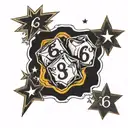 ice cubes and numbers 3 and 6 stars tattoo design idea