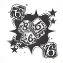ice cubes and numbers 3 and 6 stars tattoo design idea