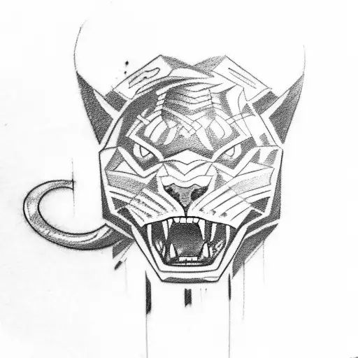 A sketch-style tattoo of a fierce panther running through the streets of Los Angeles tattoo design idea