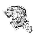 A sketch-style tattoo of a fierce panther running through the streets of Los Angeles tattoo design idea