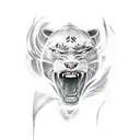 A sketch-style tattoo of a fierce panther running through the streets of Los Angeles tattoo design idea