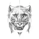 A sketch-style tattoo of a fierce panther running through the streets of Los Angeles tattoo design idea