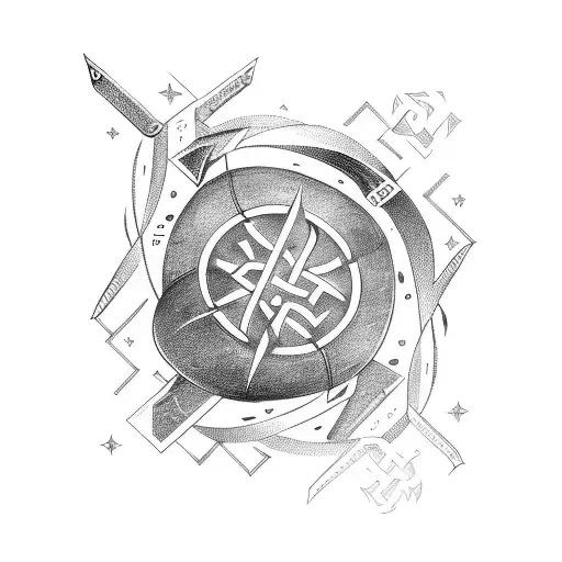 Galactic runes spelling out Viking sayings tattoo design idea