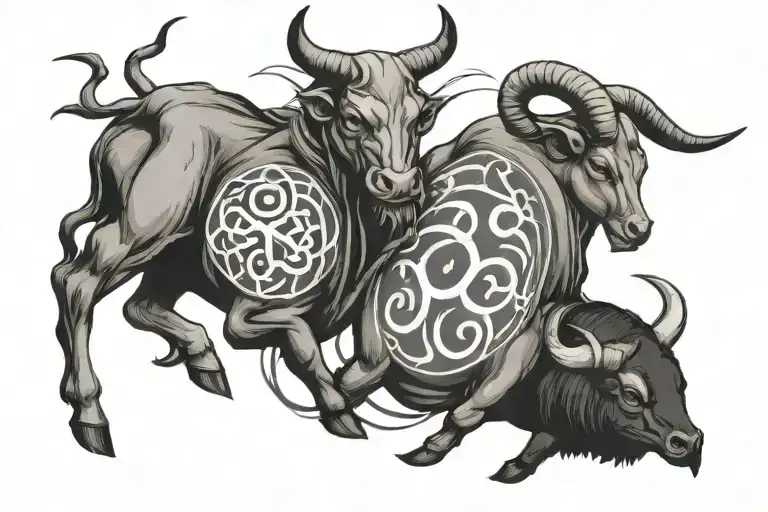 A tattoo that is a combination of two zodiac signs, Taurus and Cancer. "Like images, but with something simple around th tattoo design idea