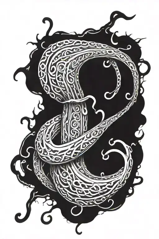 squid tentacle with viking runes simple tattoo design idea