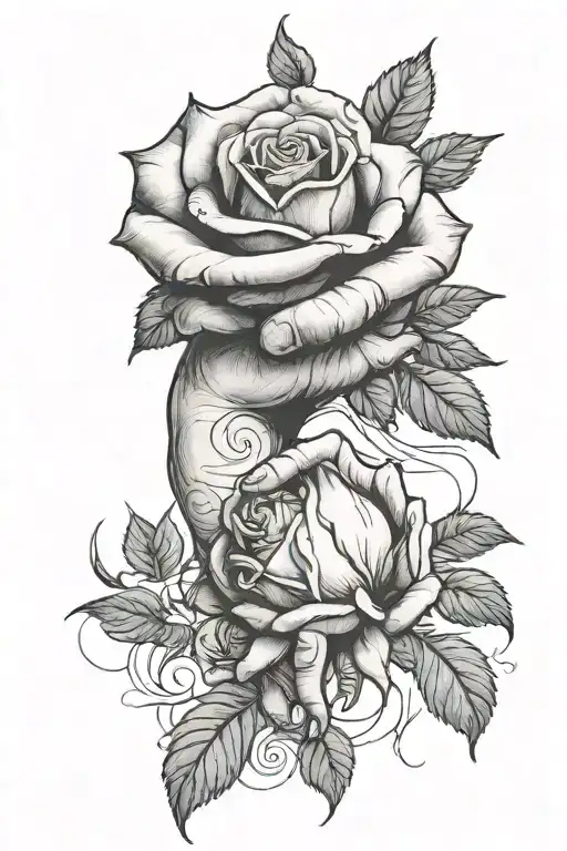 rose and the creation of adam hands tattoo design idea