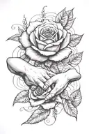 rose and the creation of adam hands tattoo design idea