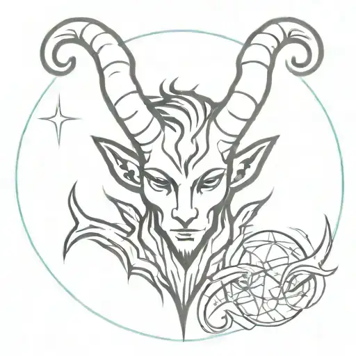 tiefling horns and Bg3 eldritch blast icon featuring tattoo design idea
