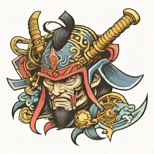 Samurai, car parts tattoo design idea