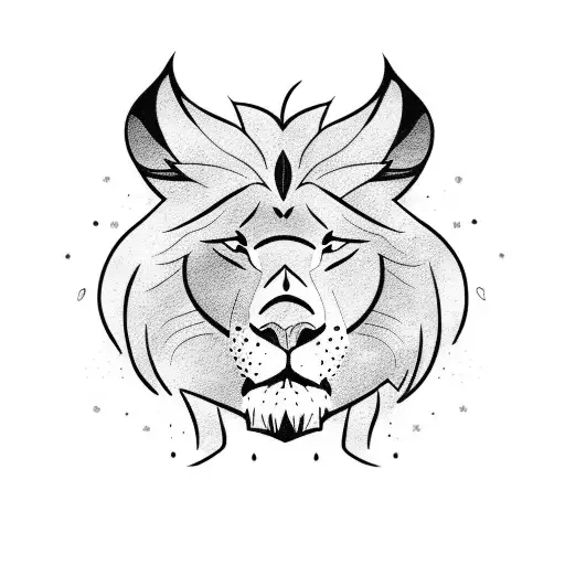 Lion in fight with a wolf tattoo design idea