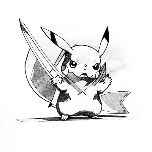 pikachu samurai tattoo design idea