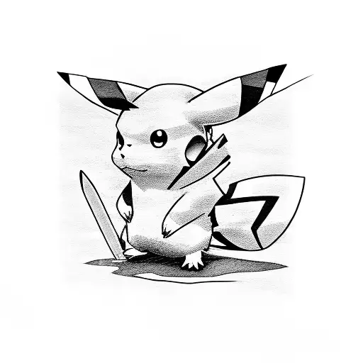 pikachu with katana tattoo design idea