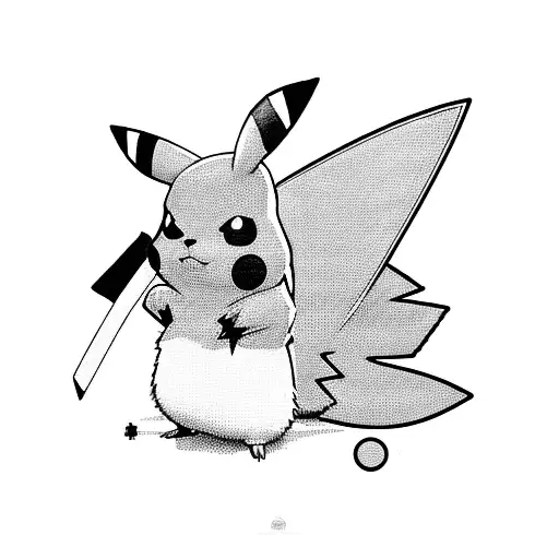 pikachu with katana tattoo design idea