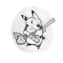pikachu with katana tattoo design idea