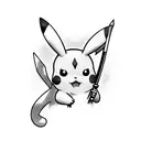 pikachu with katana tattoo design idea