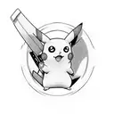 pikachu with katana tattoo design idea